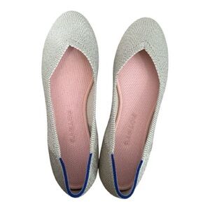 Rothy's Flats in Gold with Blue Accent. Size 7.5